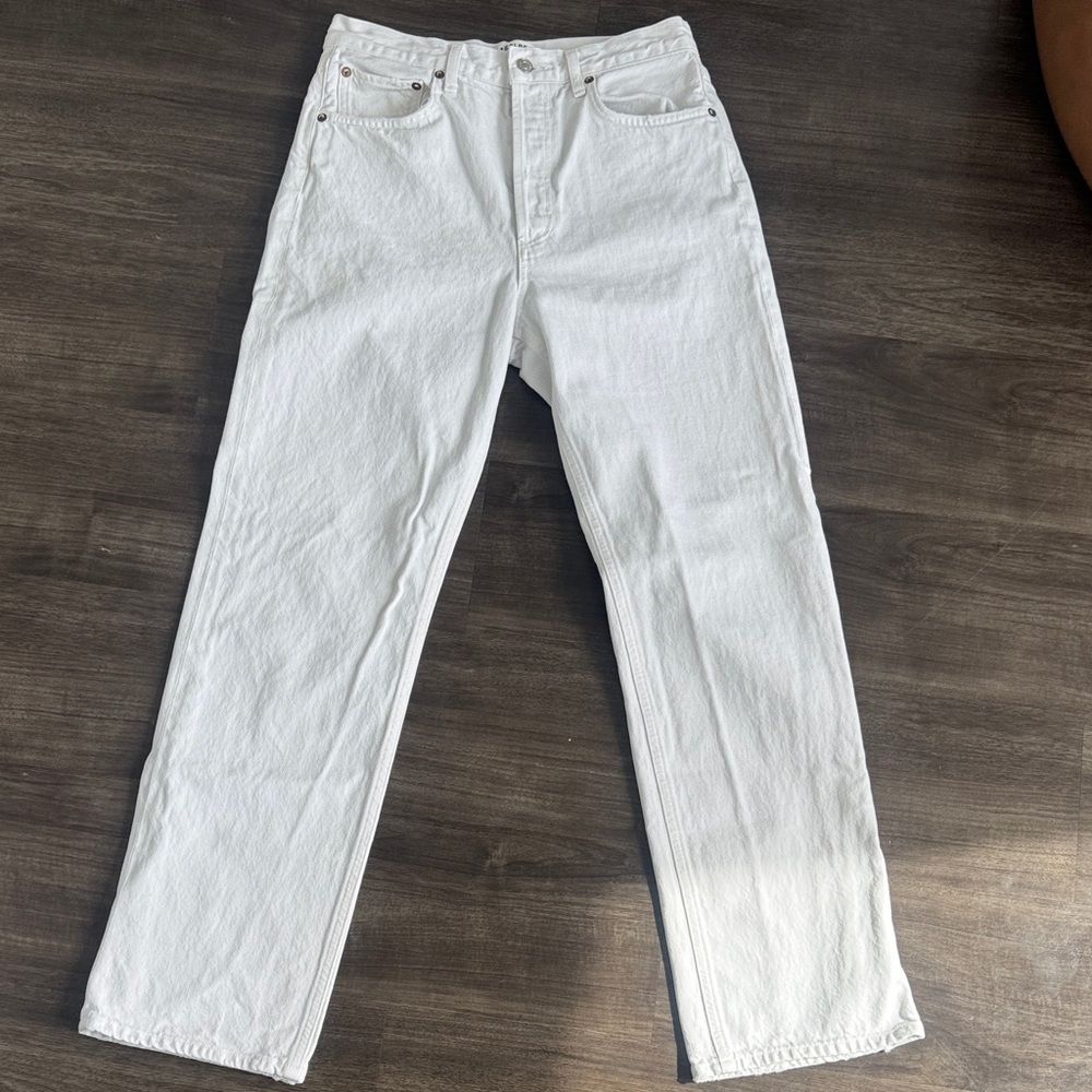 Agolde White Baggy Straight-Leg Jeans